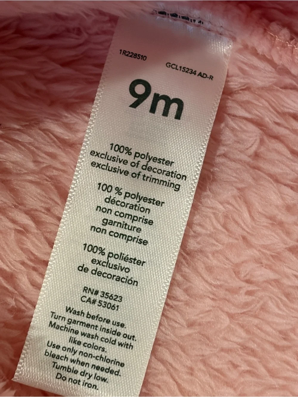 Carter's Just One You Size 9M Pink Sherpa Fleece Bow Accent Baby Vest